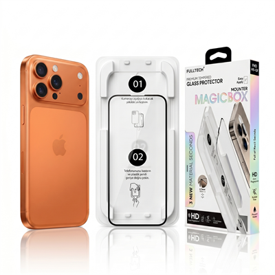 Fulltech MagicBox iPhone 17 Pro Max Premium Tempered Glass Aparatlı Ekran Koruyucu - Clear
