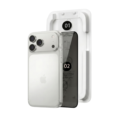 Fulltech MagicBox iPhone 17 Pro Premium Tempered Glass Aparatlı Ekran Koruyucu - Privacy