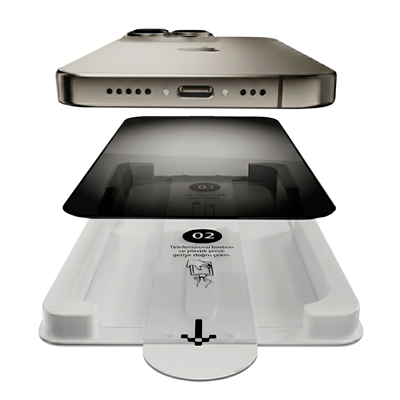 Fulltech MagicBox iPhone Air Premium Tempered Glass Aparatlı Ekran Koruyucu - Privacy