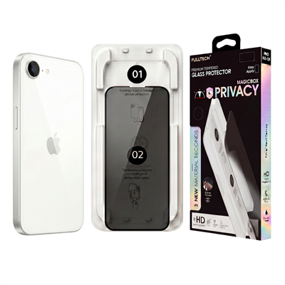 Fulltech MagicBox iPhone17e/16e/14/13Pro/13 Premium Tempered Glass Aparatlı Ekran Koruyucu - Privacy