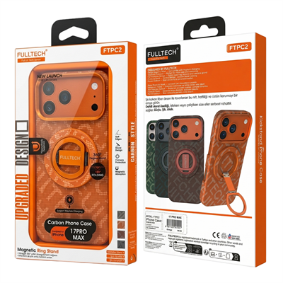 Fulltech PC2 iPhone 17 Pro Max Magsafe Karbon Tasarım Kılıf - Orange