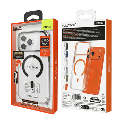 Fulltech PC3 iPhone 17 Pro Max Magsafe Karbon Tasarım Kılıf - Şeffaf Black