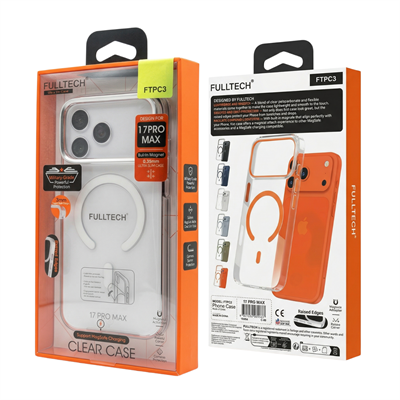Fulltech PC3 iPhone 17 Pro Max Magsafe Karbon Tasarım Kılıf - Şeffaf White