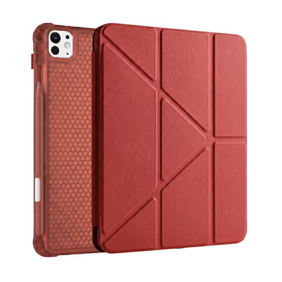 PS iPad Pro 11 inç (M5)/(M4) Tri Folding Standlı Kılıf - Kırmızı