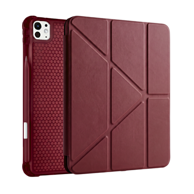 PS iPad Pro 11 inç (M5)/(M4) Tri Folding Standlı Kılıf - Bordo