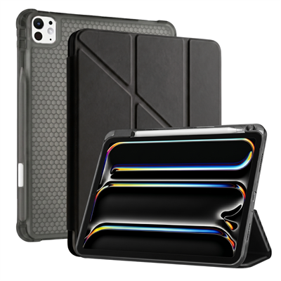 PS iPad Pro 13 inç (M5)/(M4) Tri Folding Standlı Kılıf - Siyah
