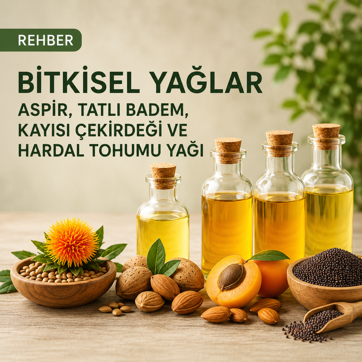 Aspir tohumu yağı,tatlı badem yağı,kayısı çekirdeği yağı,hardal tohumu yağı