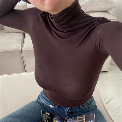 Acıkahve Balıkçı Yaka Kaşmir Transparan Bluz