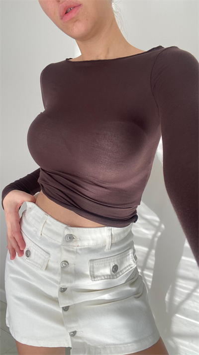 Acıkahve Kayık Yaka Ultrasoft Kaşmir Bluz