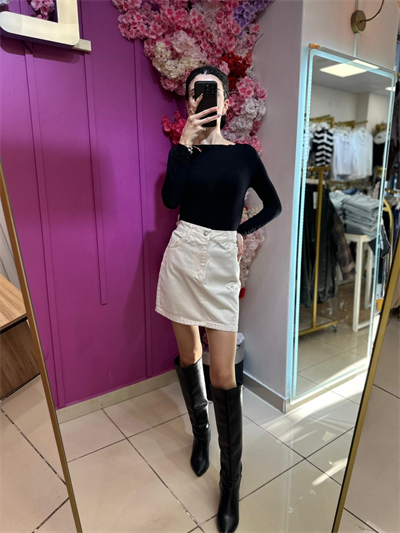 Beyaz Denim Etek