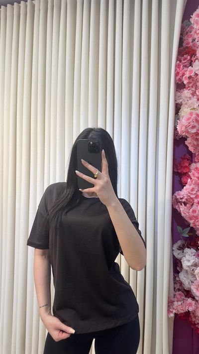 DİLVİN %100 PAMUK BASIC TSHIRT - ACIKAHVE