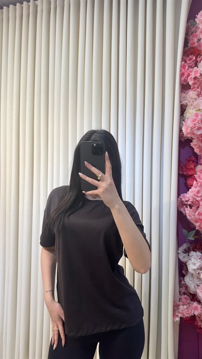 DİLVİN %100 PAMUK BASIC TSHIRT - ACIKAHVE