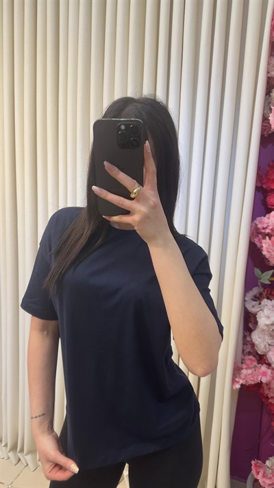 DİLVİN %100 PAMUK BASIC TSHIRT - LACİVERT