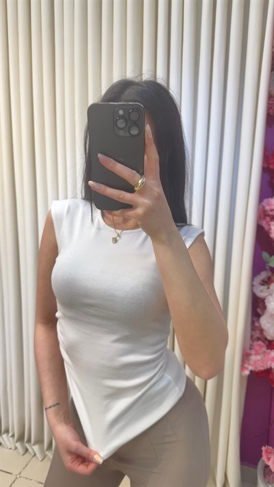 DİLVİN BÜZGÜLÜ BASİC TSHIRT - EKRU