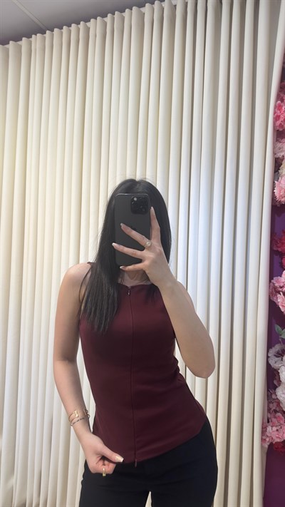 DİLVİN ÇİFT FERMUARLI TOP - BORDO