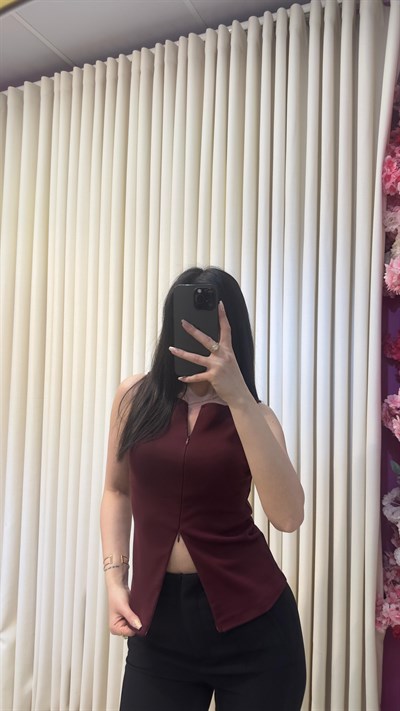 DİLVİN ÇİFT FERMUARLI TOP - BORDO