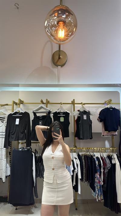 Gold düğmeli premium triko yelek