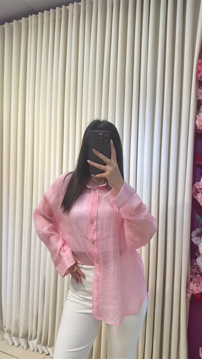 İPEKSİ PREMIUM TENSEL GÖMLEK - PEMBE