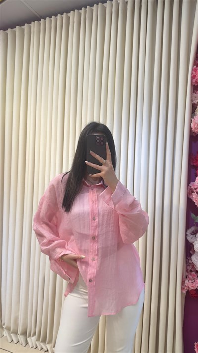 İPEKSİ PREMIUM TENSEL GÖMLEK - PEMBE