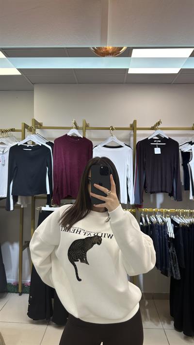 Kadife Leopar Baskılı Beyaz Premium Sweet