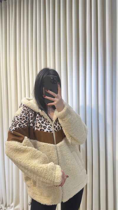 Peluş Leopar Mont
