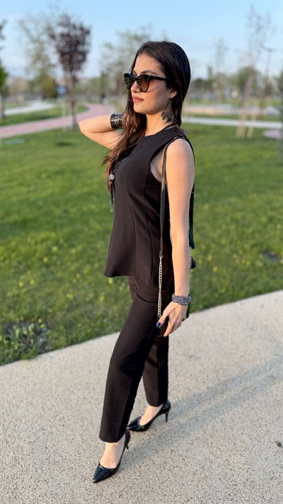 PEPLUM BLUZLU TAKIM - SİYAH