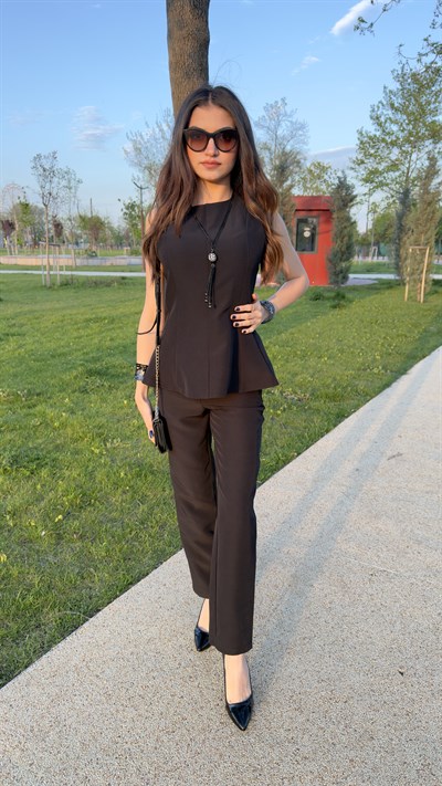 PEPLUM BLUZLU TAKIM - SİYAH