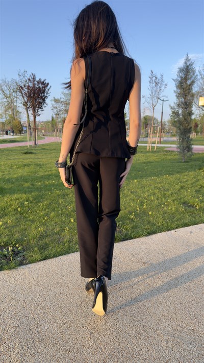 PEPLUM BLUZLU TAKIM - SİYAH