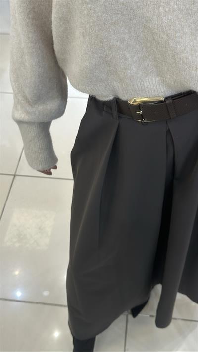 Premium Kalite Vizon Kahve Geniş Pileli Etek.
