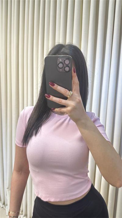 Pembe Croptop Tshirt