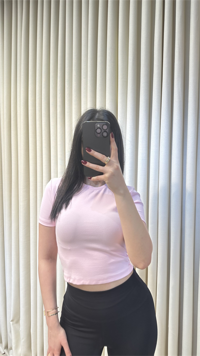 Pembe Croptop Tshirt