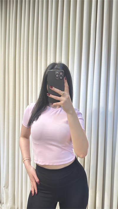 Pembe Croptop Tshirt