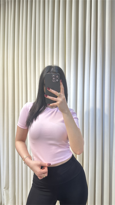 Pembe Croptop Tshirt