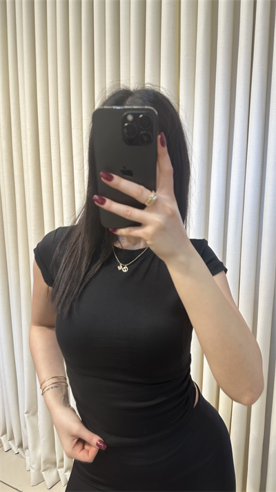 Yanı Büzgülü Siyah Crop