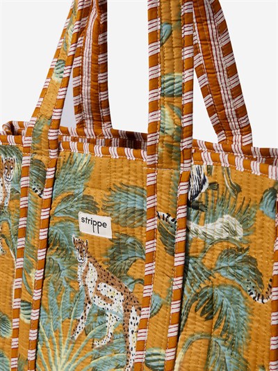 WILDWOOD - Leopar Orman Desenli Hardal Pamuklu Kumaş Günlük Omuz Çantası -  Tote Bag