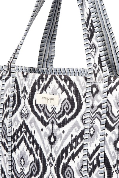 AZTEK - Aztek Desenli Siyah Pamuklu Kumaş Günlük Omuz Çantası  - Tote Bag
