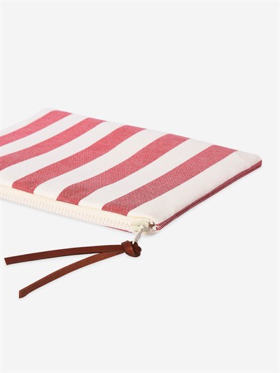 BREEZE - Kalın Çizgili Bordo Pouch Portföy Çanta