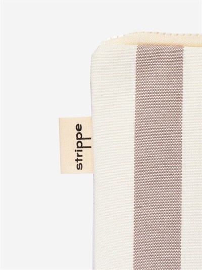 BREEZE - Kalın Çizgili Bej Pouch Portföy Çanta