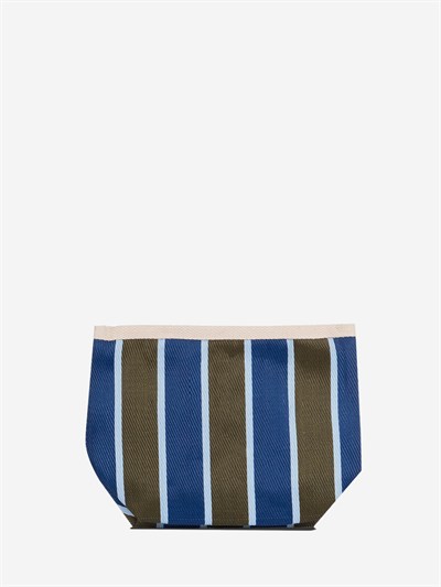 VIVA - Haki Lacivert Çizgili Naylon Kumaş Pouch Portföy Çanta