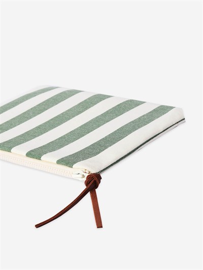 BREEZE - Kalın Çizgili Yeşil Pouch Portföy Çanta