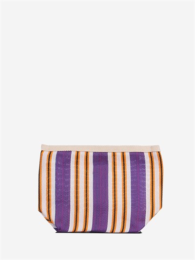 VIVA - Mor Çizgili Naylon Kumaş Pouch Portföy Çanta