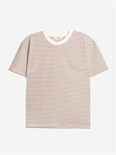 BRETON	 - Kahverengi Çizgili Regular Kalıp Krem T-shirt 