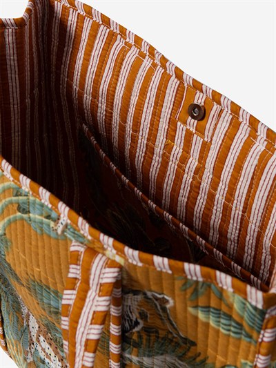 WILDWOOD - Leopar Orman Desenli Hardal Pamuklu Kumaş Günlük Omuz Çantası -  Tote Bag