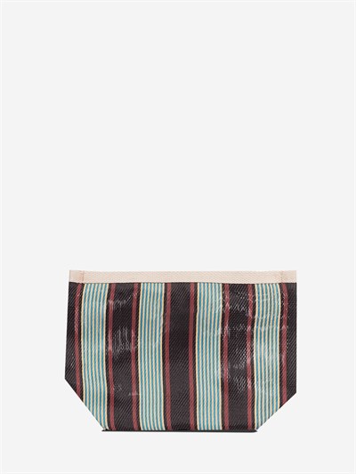VIVA - Kahve Çizgili Naylon Kumaş Pouch Portföy Çanta