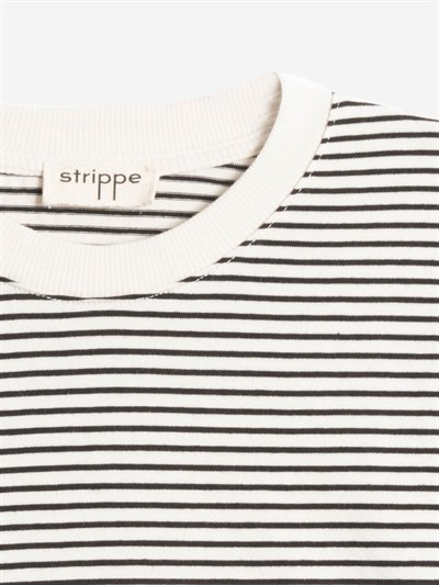 BRETON	 - Siyah Çizgili Regular Kalıp Krem T-shirt 