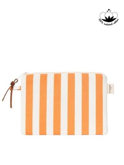 VIBE - Kalın Çizgili Turuncu Pouch Portföy Çanta