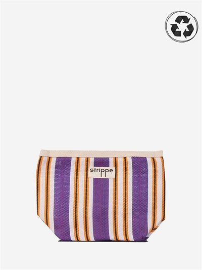 VIVA - Mor Çizgili Naylon Kumaş Pouch Portföy Çanta