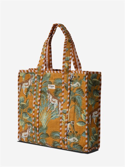 WILDWOOD - Leopar Orman Desenli Hardal Pamuklu Kumaş Günlük Omuz Çantası -  Tote Bag