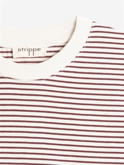 BRETON	 - Bordo Çizgili Regular Kalıp Krem T-shirt 