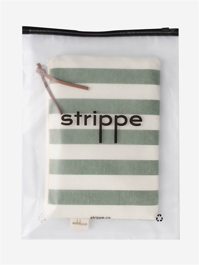 BREEZE - Kalın Çizgili Yeşil Pouch Portföy Çanta